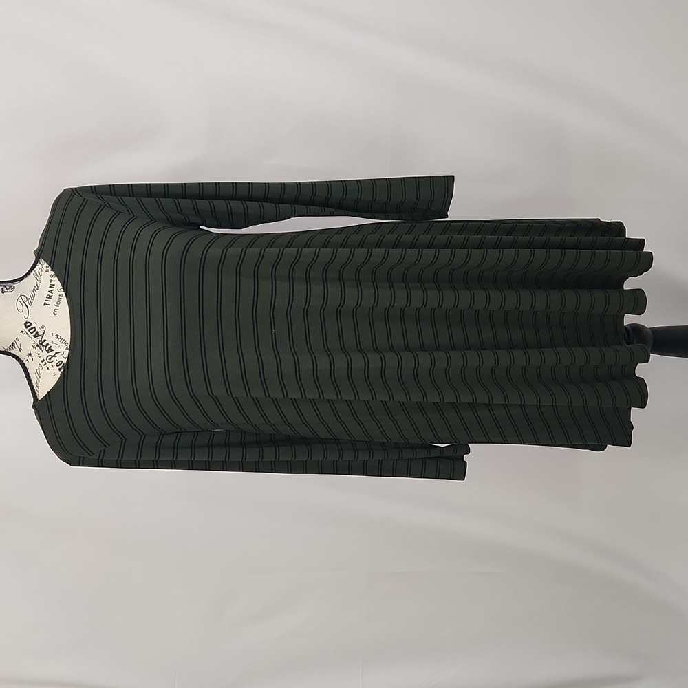 Old Navy Green and Navy Striped Long Sleeved Casual Swing Dress, Medium